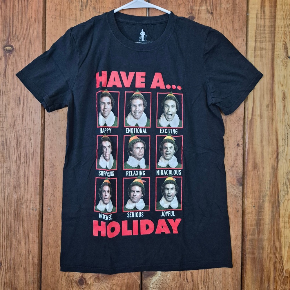 Elf Movie Buddy The Elf Moods Graphic T-Shirt Black Ripple Junction Small